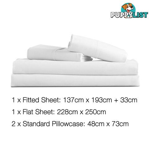 4 Piece Microfibre Sheet Set Double_ White