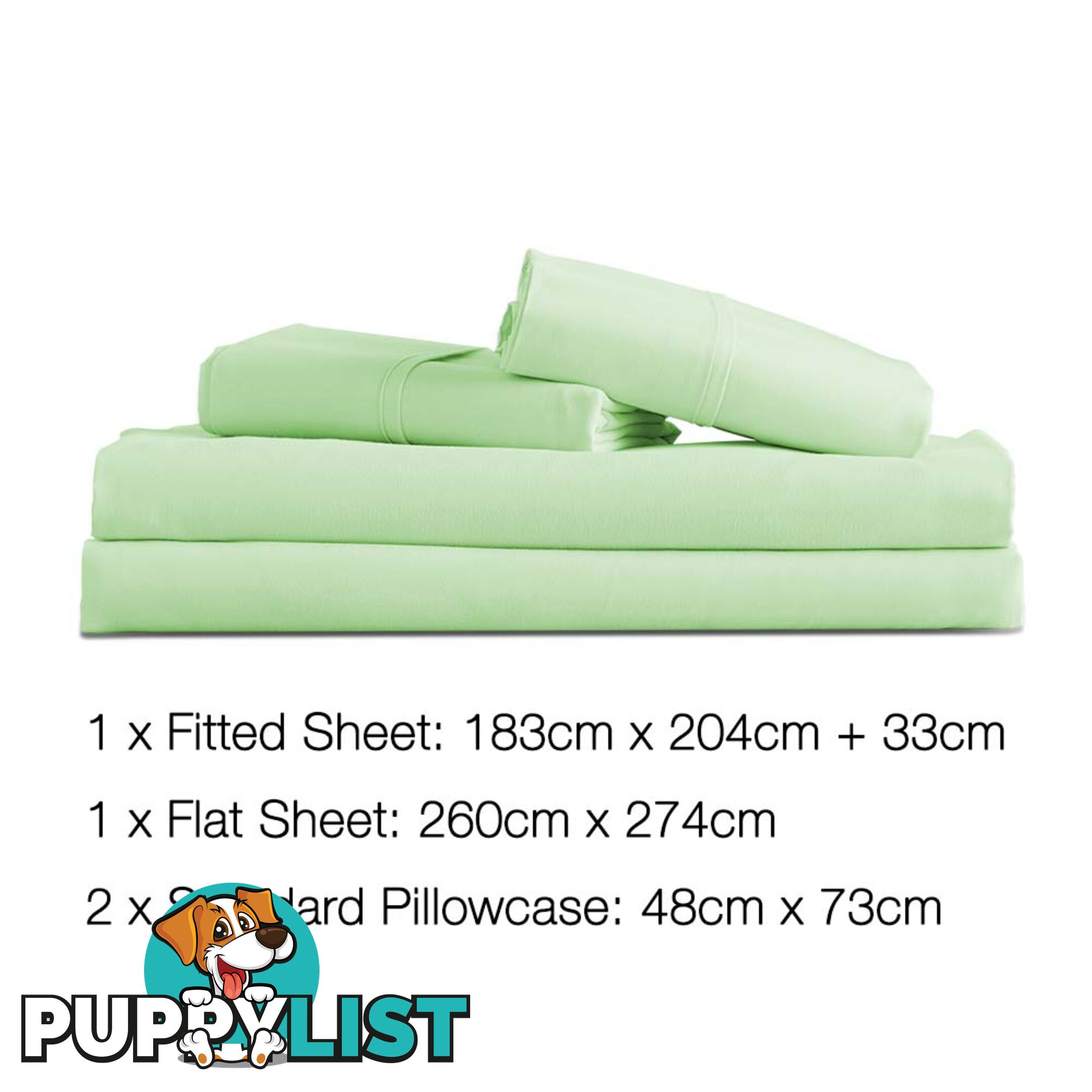 4 Piece Microfibre Sheet Set King _ Green