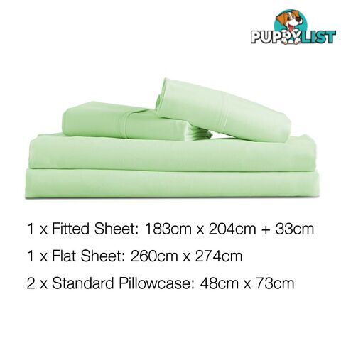 4 Piece Microfibre Sheet Set King _ Green