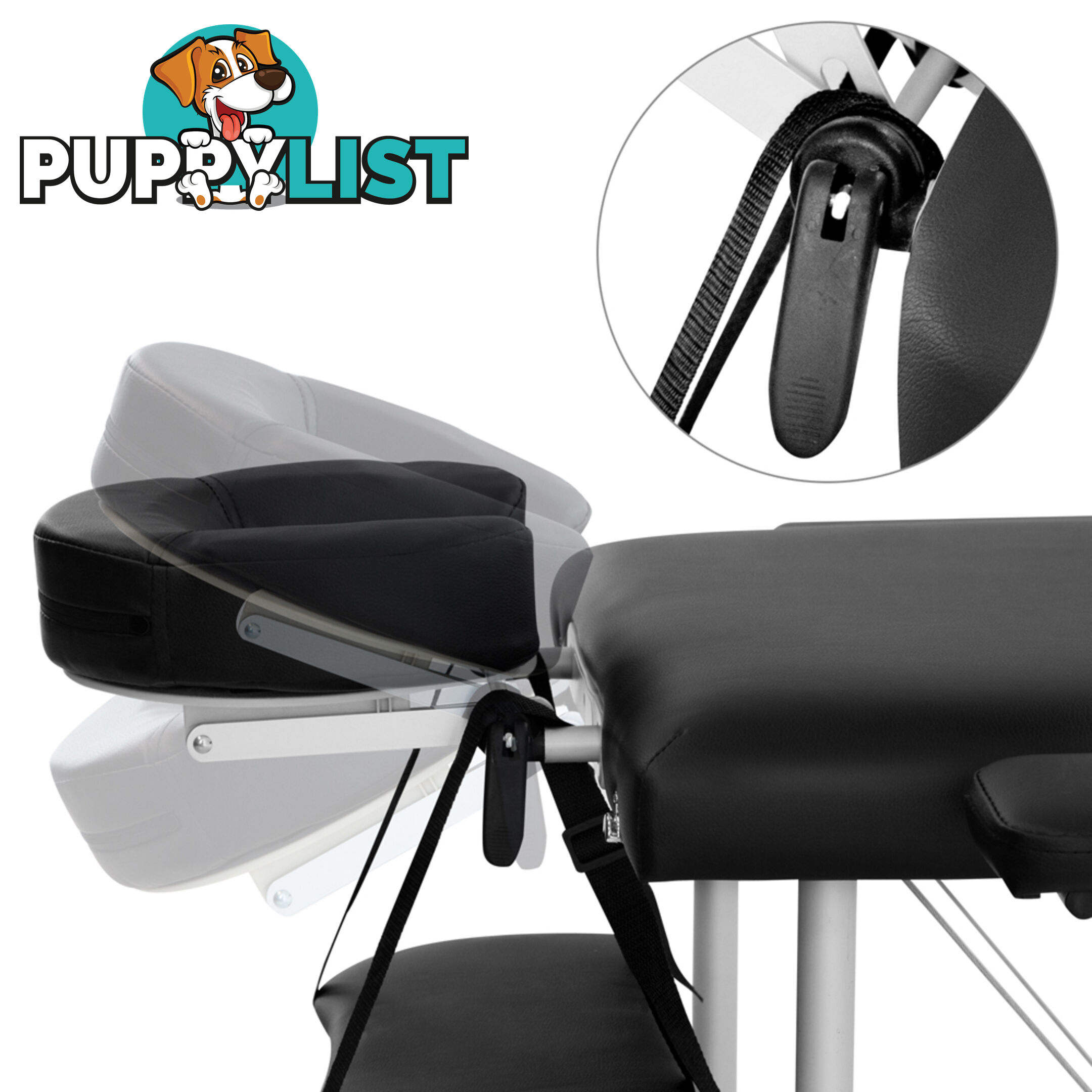 Portable Aluminium 3 Fold Massage Table Chair Bed Black 60cm