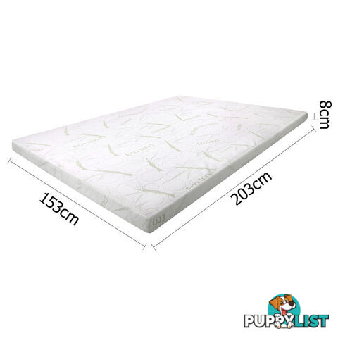 Cool Gel Memory Foam Mattress Topper w/ Bamboo Fabric Cover 8cm Queen