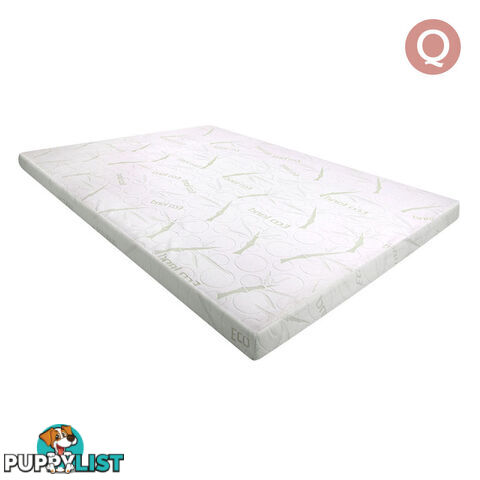 Cool Gel Memory Foam Mattress Topper w/ Bamboo Fabric Cover 8cm Queen