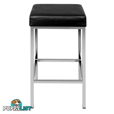 Set of 2 PU Leather Kitchen Bar Stool Black