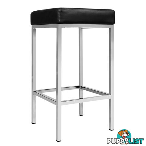 Set of 2 PU Leather Kitchen Bar Stool Black