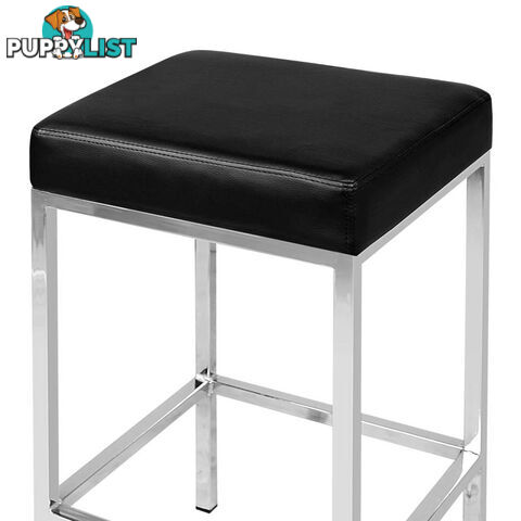 Set of 2 PU Leather Kitchen Bar Stool Black