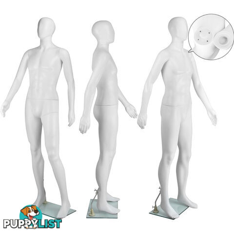 Full Body Male Mannequin Cloth Display Tailor Dressmaker White 186cm