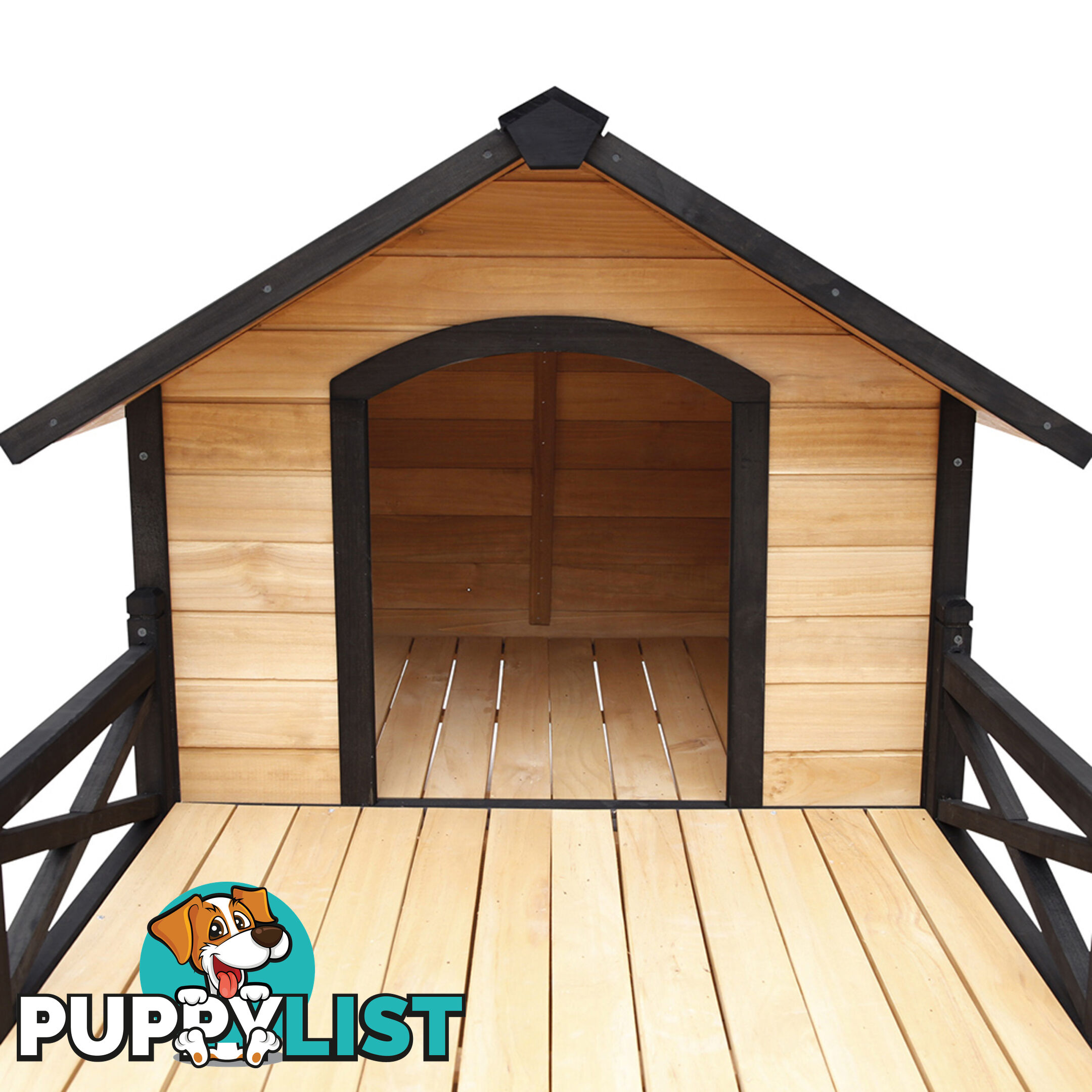 Dog Kennel with Patio - Black