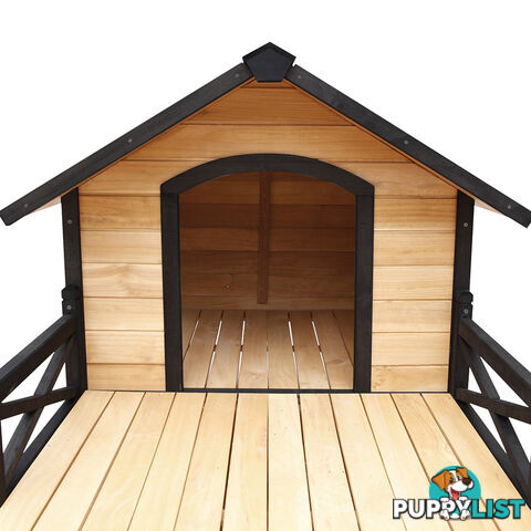 Dog Kennel with Patio - Black