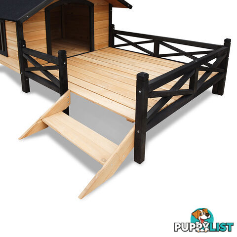 Dog Kennel with Patio - Black