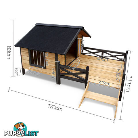 Dog Kennel with Patio - Black