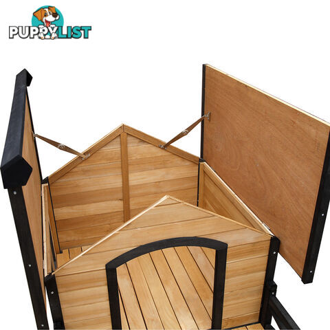 Dog Kennel with Patio - Black