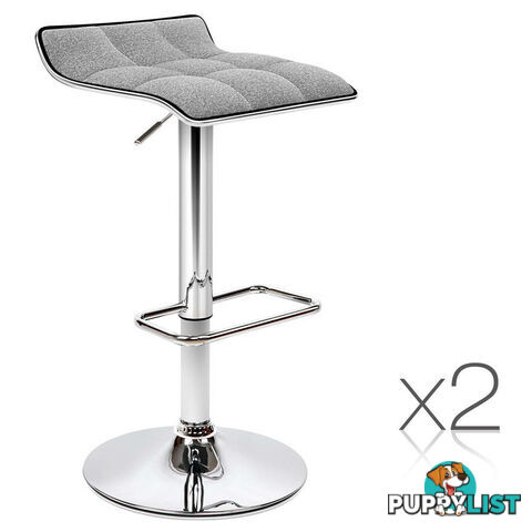 Set of 2 Fabric Bar Stools - Grey