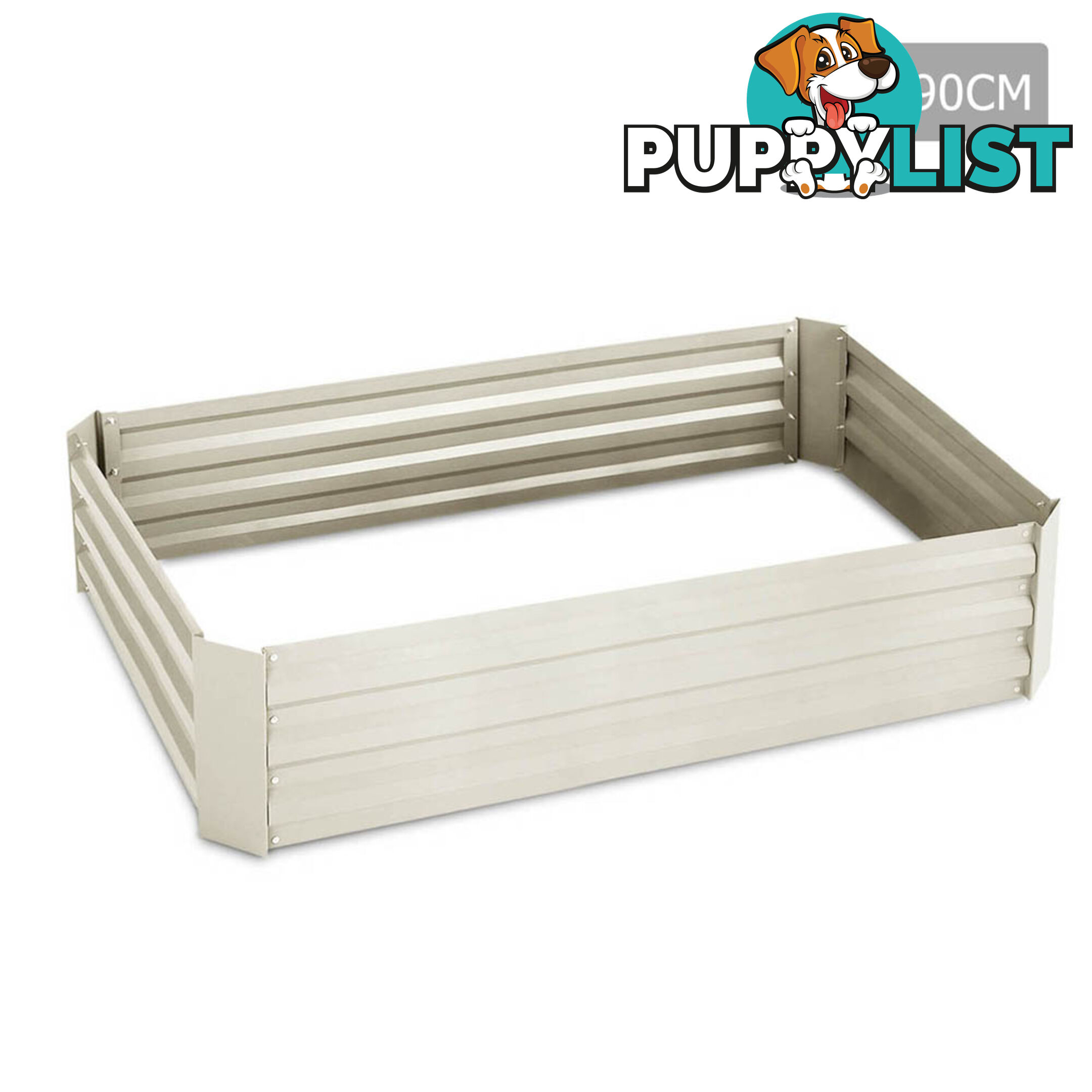 Galvanised Raised Garden Bed - 150 x 90 x 30cm - Cream