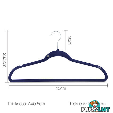 Set of 100 Slim Navy Velvet Hangers