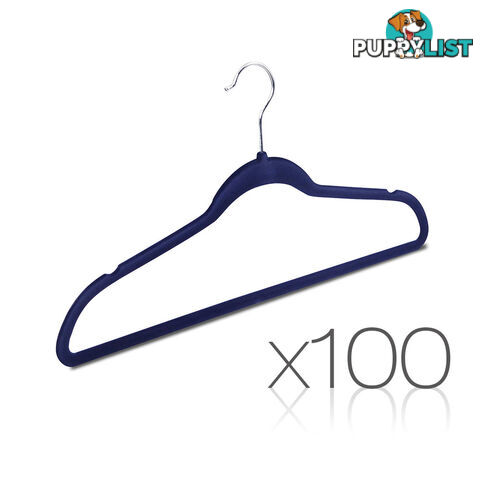 Set of 100 Slim Navy Velvet Hangers