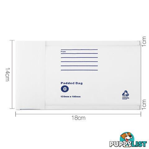 Set of 200 Bubble Padded Mailer Bag - 120mm x 180mm