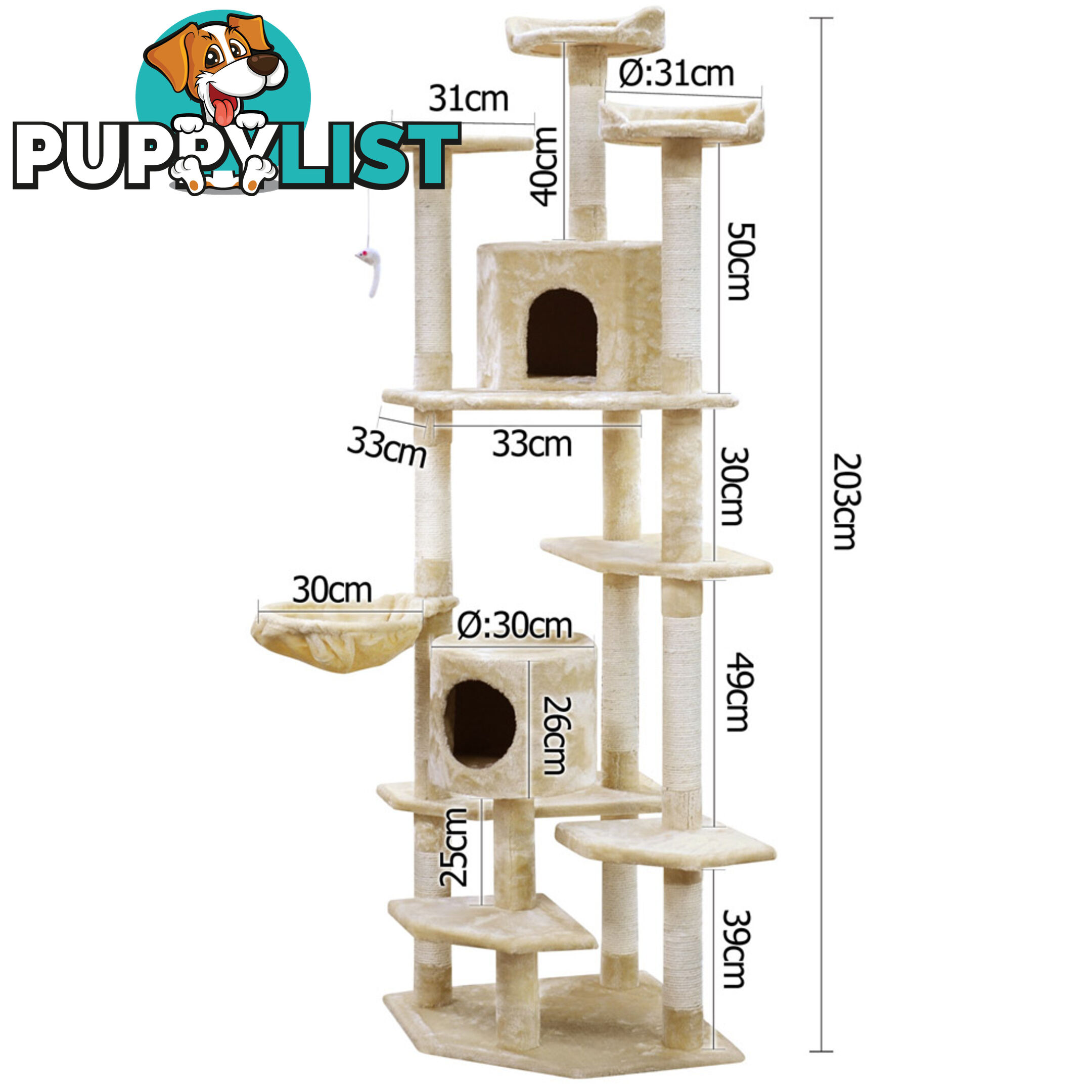 Cat Scratching Poles Post Furniture Tree House Beige