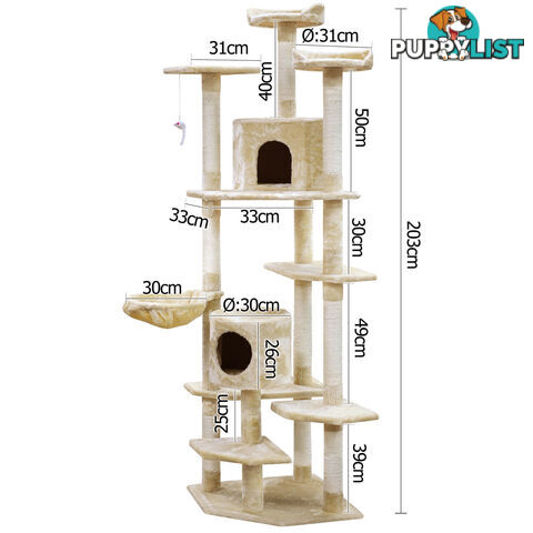 Cat Scratching Poles Post Furniture Tree House Beige