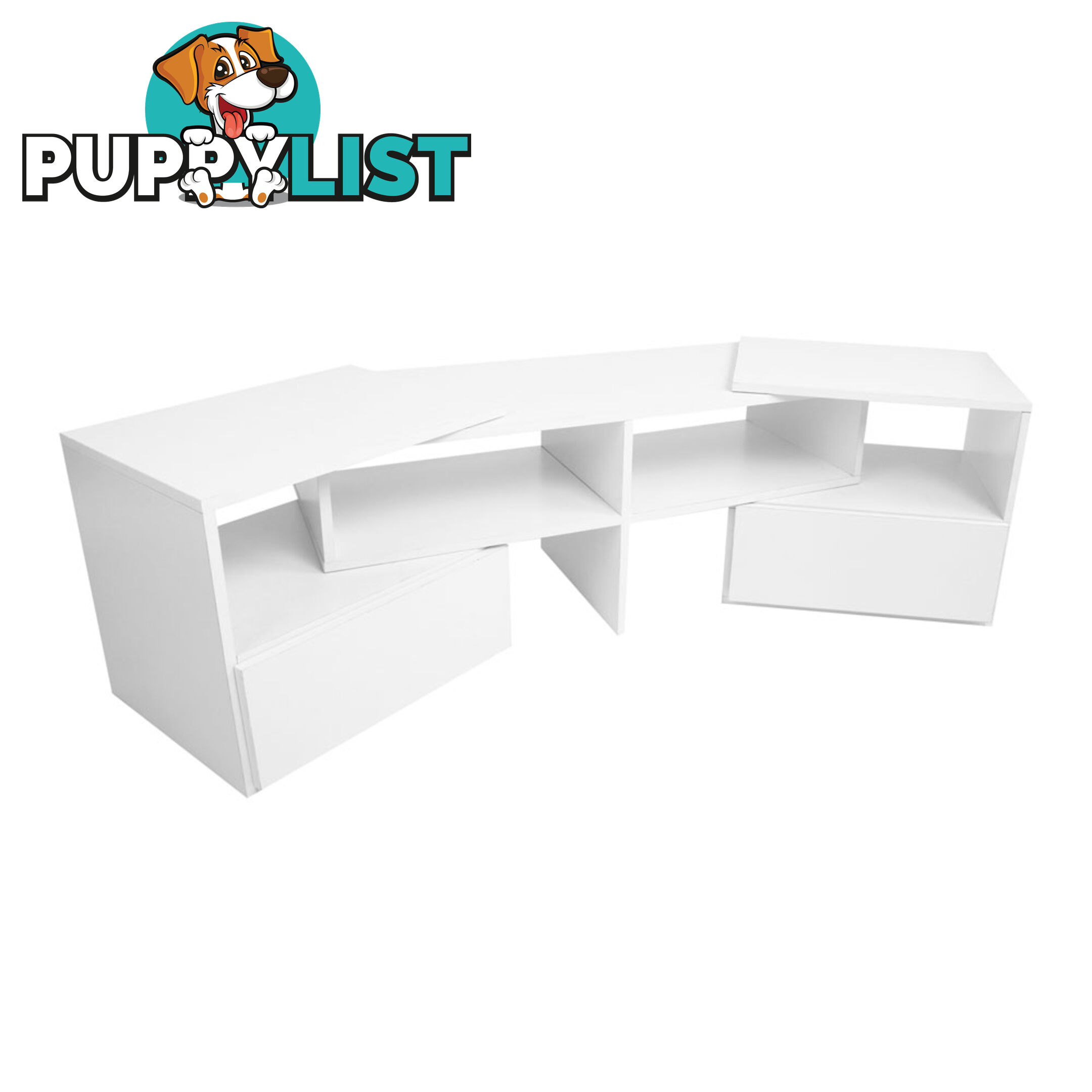 TV Stand Entertainment Unit Adjustable Cabinet White