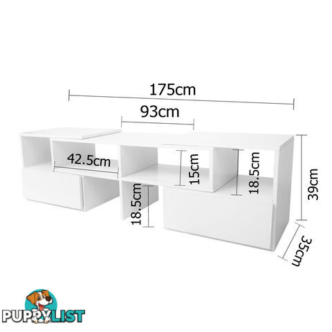 TV Stand Entertainment Unit Adjustable Cabinet White