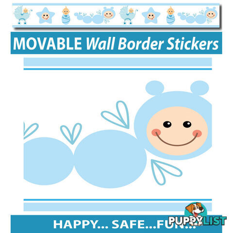 Blue Baby Caterpillar Wall Border Stickers - Totally Movable