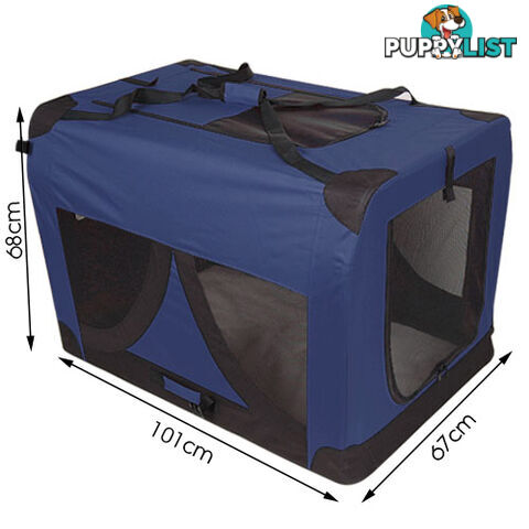 Extra Large Portable Soft Pet Dog Crate Cage Kennel Blue