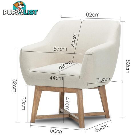 Fabric Tub Lounge Armchair - Beige