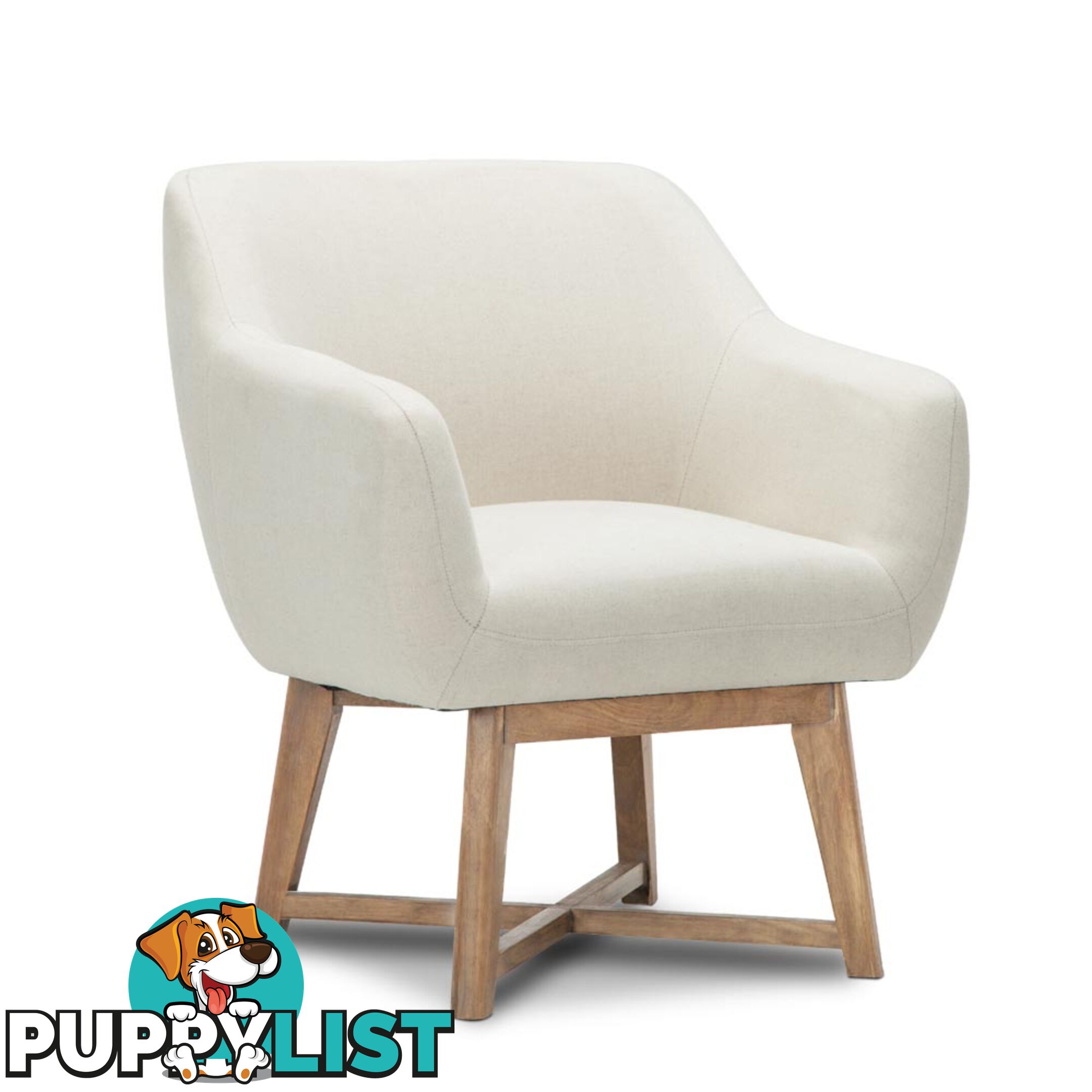 Fabric Tub Lounge Armchair - Beige