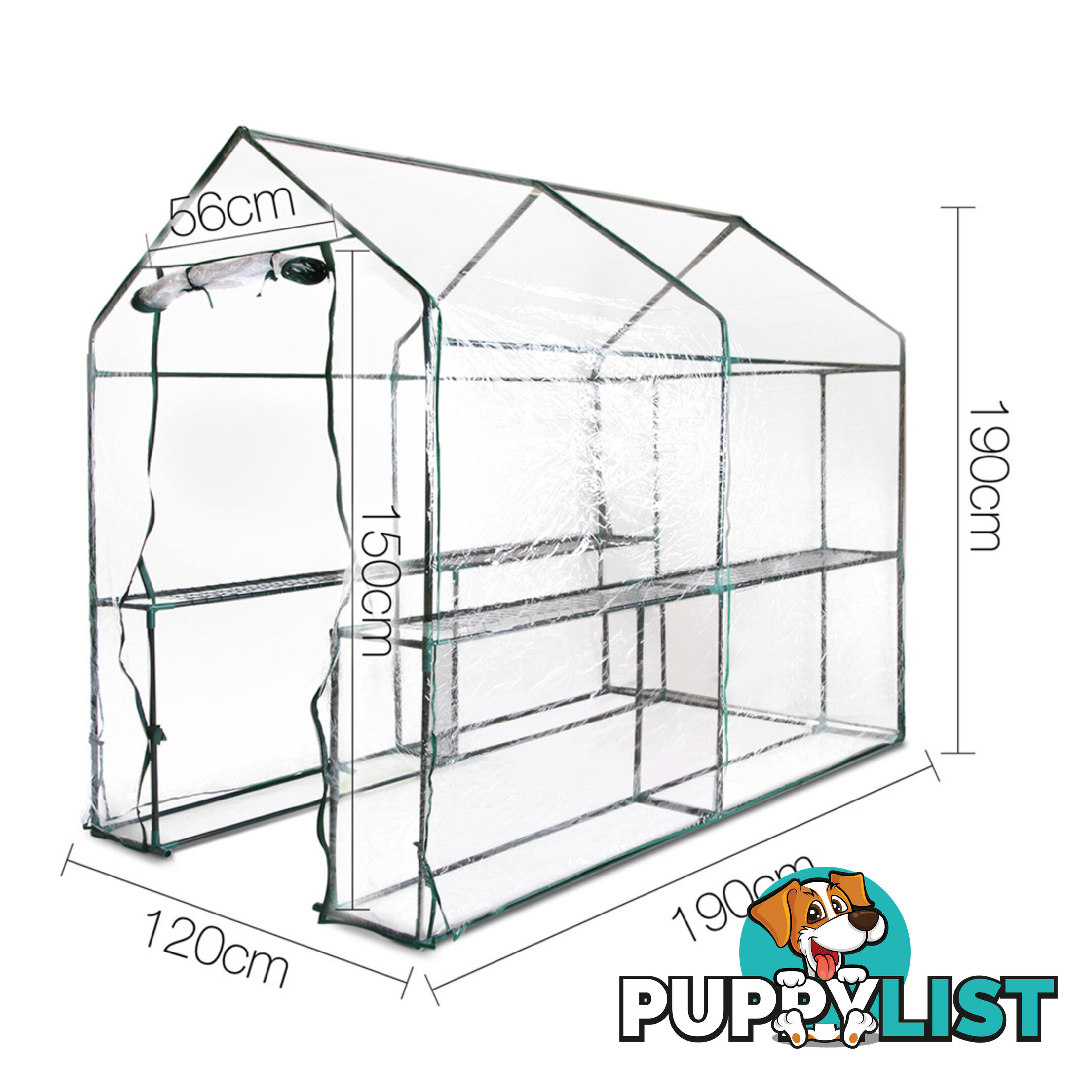 Greenhouse with Transparent PVC Cover - 1.9M x 1.2M