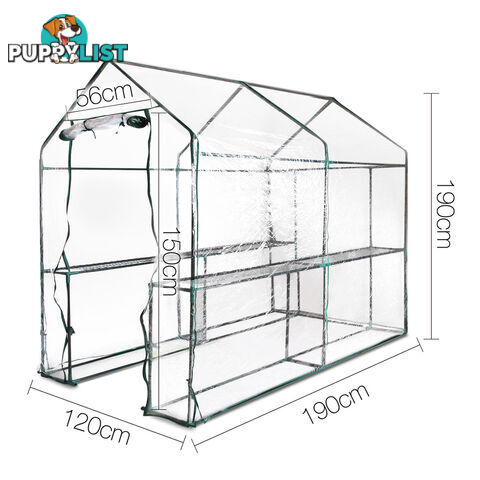 Greenhouse with Transparent PVC Cover - 1.9M x 1.2M