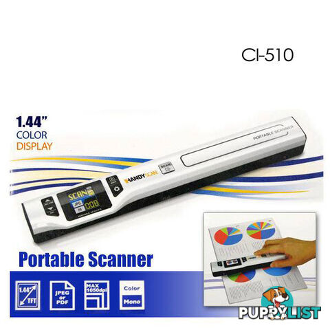 Digitalk Portable Handheld A4 1050dpi Photo & Document Scanner (CI-510)