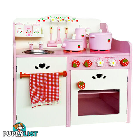 Children Wooden Kitchen Play Set Pink