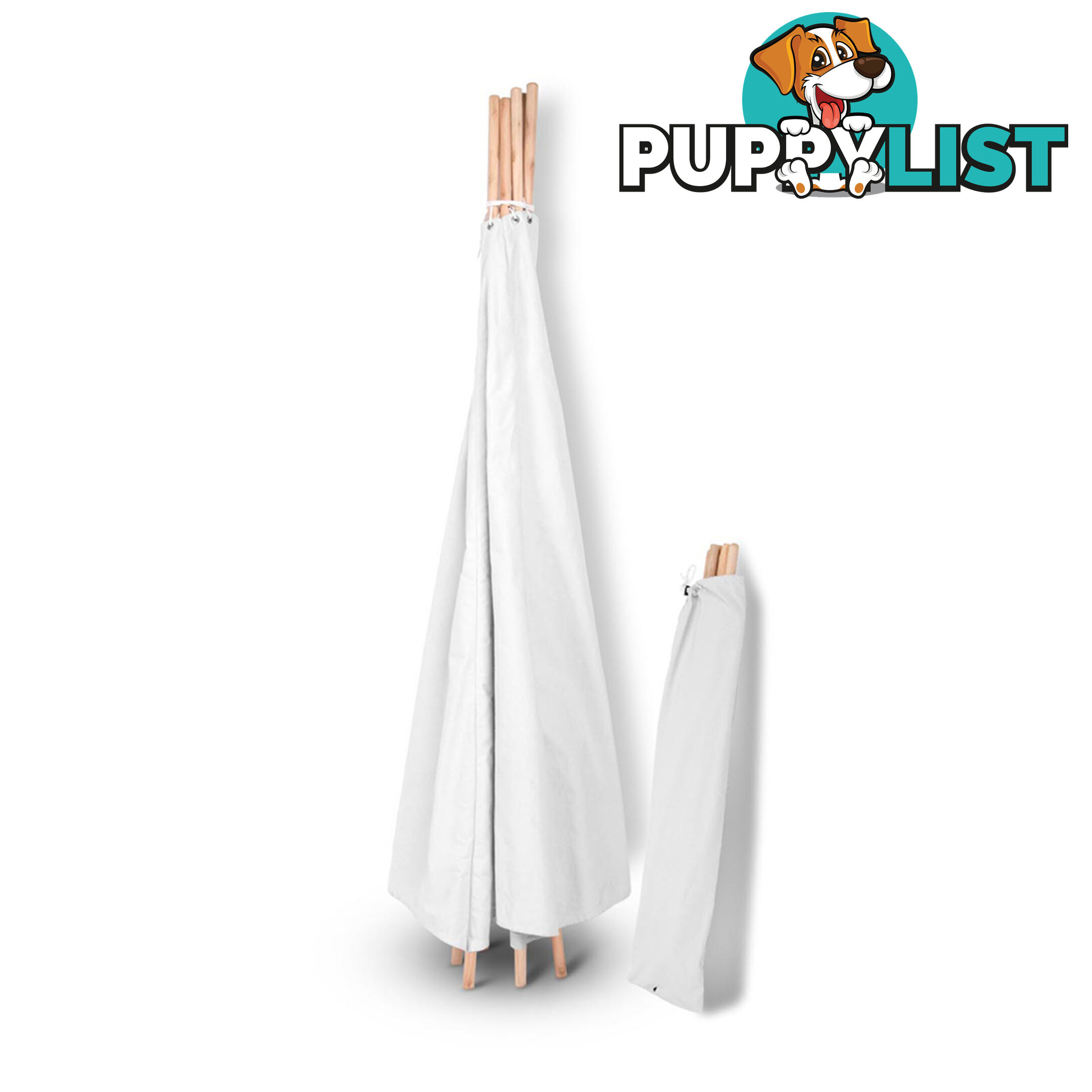 White Kids 6 Pole Teepee Canvas Tent