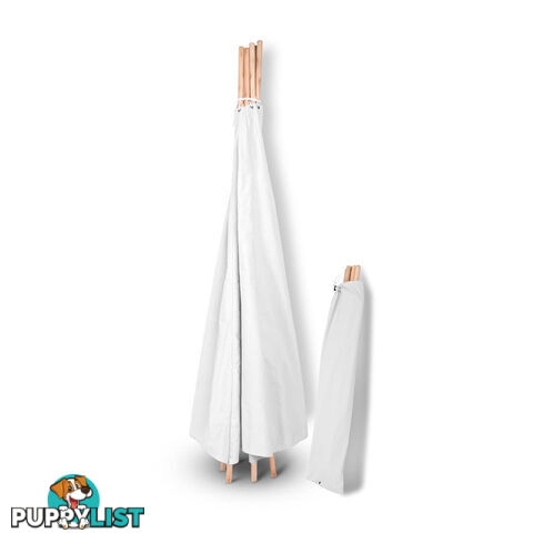 White Kids 6 Pole Teepee Canvas Tent