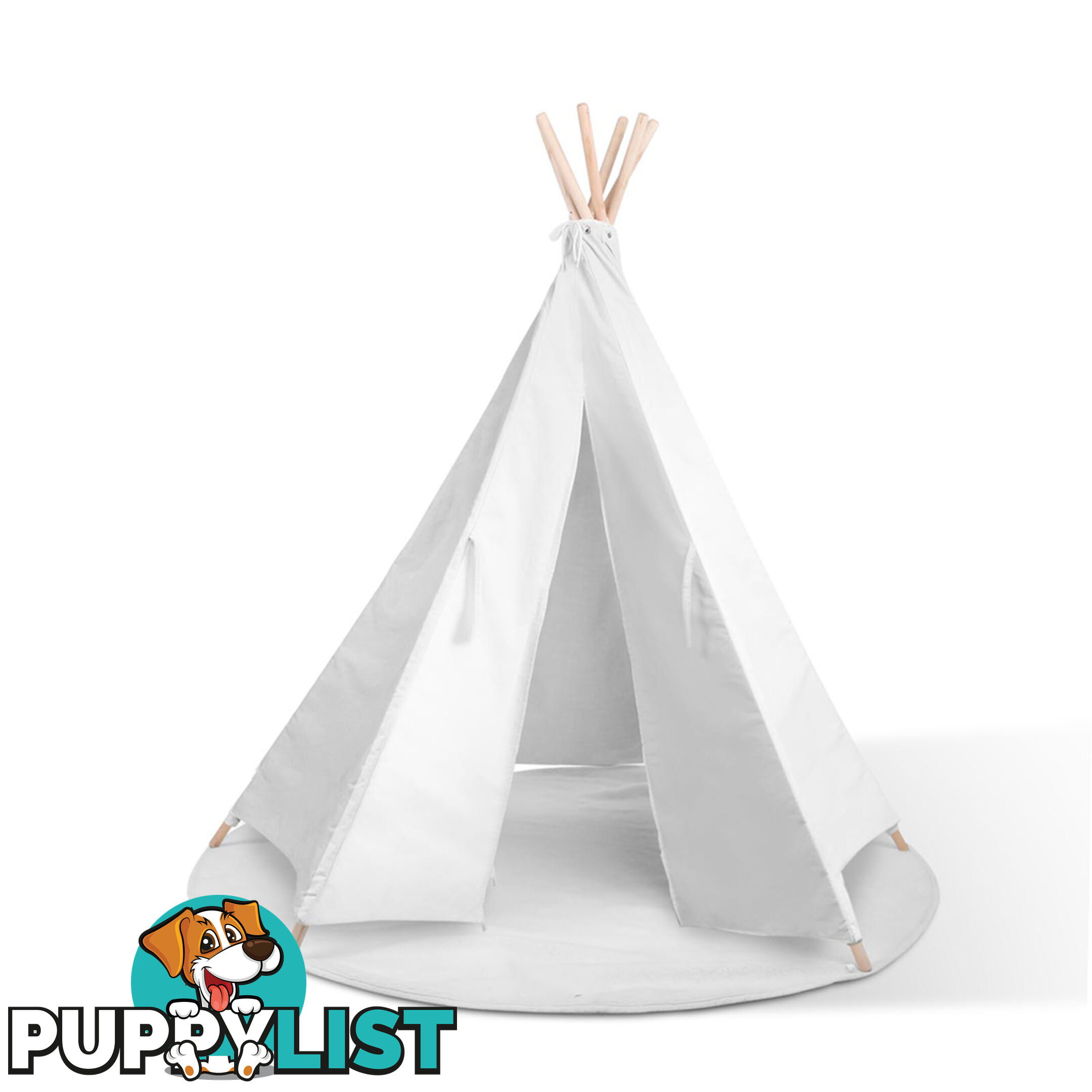 White Kids 6 Pole Teepee Canvas Tent