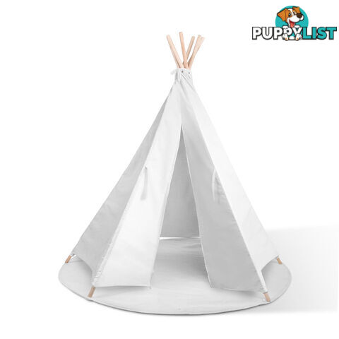 White Kids 6 Pole Teepee Canvas Tent