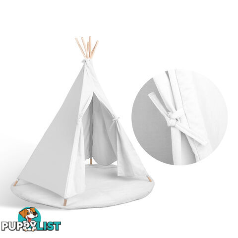 White Kids 6 Pole Teepee Canvas Tent