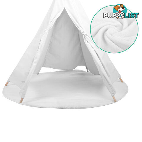 White Kids 6 Pole Teepee Canvas Tent