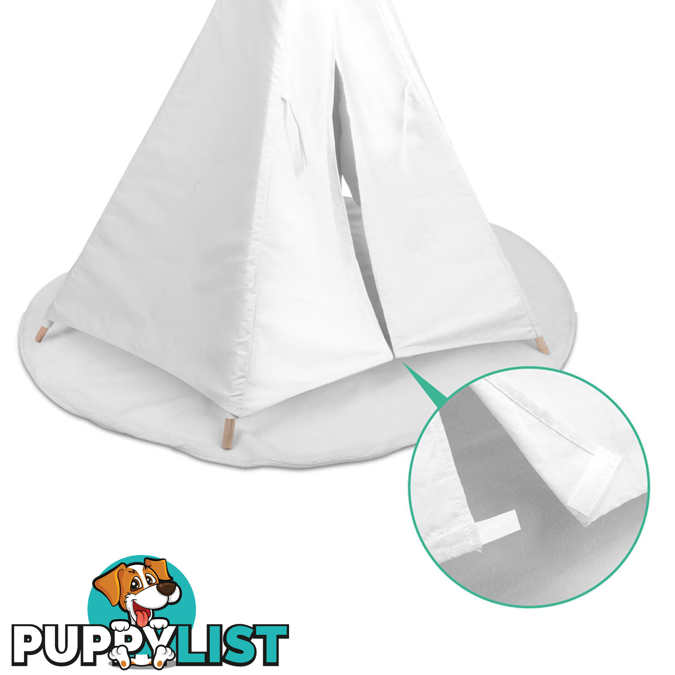 White Kids 6 Pole Teepee Canvas Tent