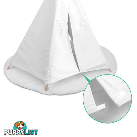 White Kids 6 Pole Teepee Canvas Tent