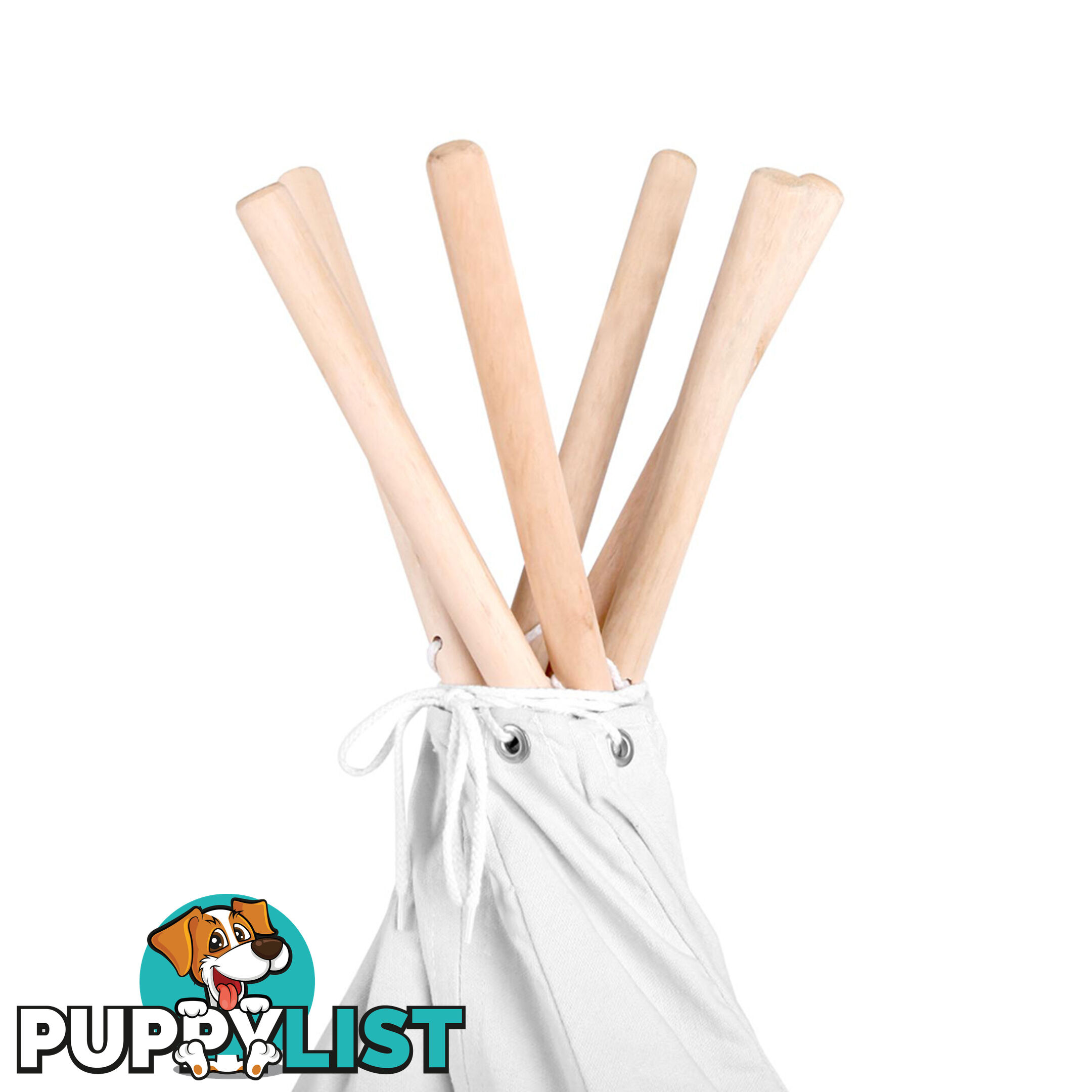 White Kids 6 Pole Teepee Canvas Tent