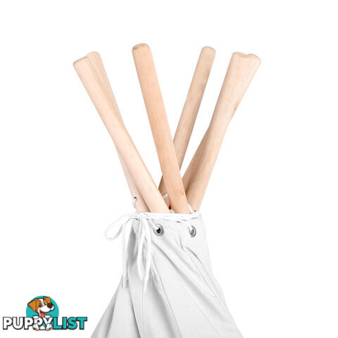 White Kids 6 Pole Teepee Canvas Tent