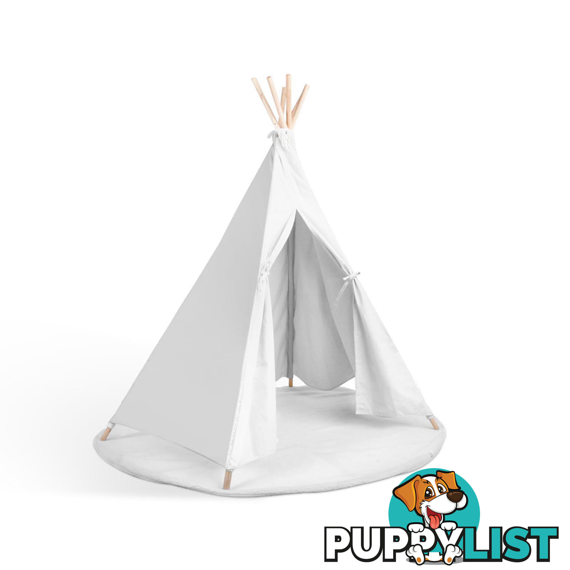 White Kids 6 Pole Teepee Canvas Tent