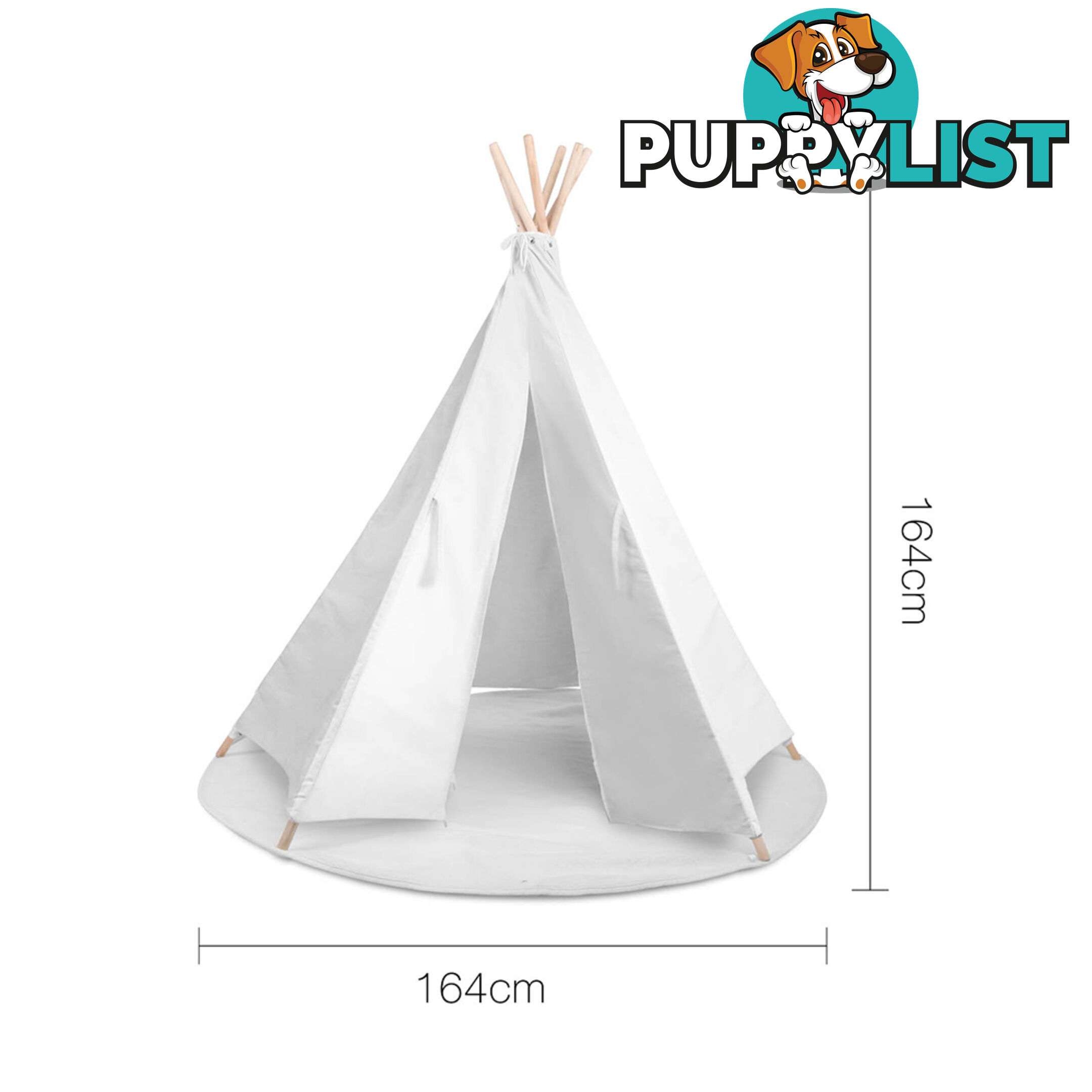 White Kids 6 Pole Teepee Canvas Tent