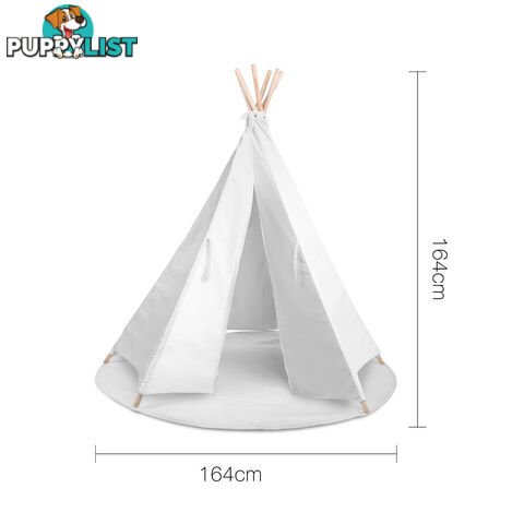 White Kids 6 Pole Teepee Canvas Tent