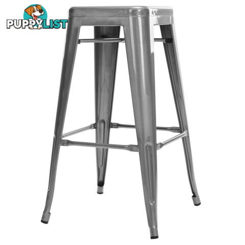 Set of 2 Steel Kitchen Bar Stool 76cm Metallic