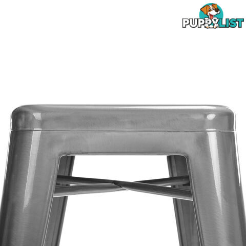 Set of 2 Steel Kitchen Bar Stool 76cm Metallic