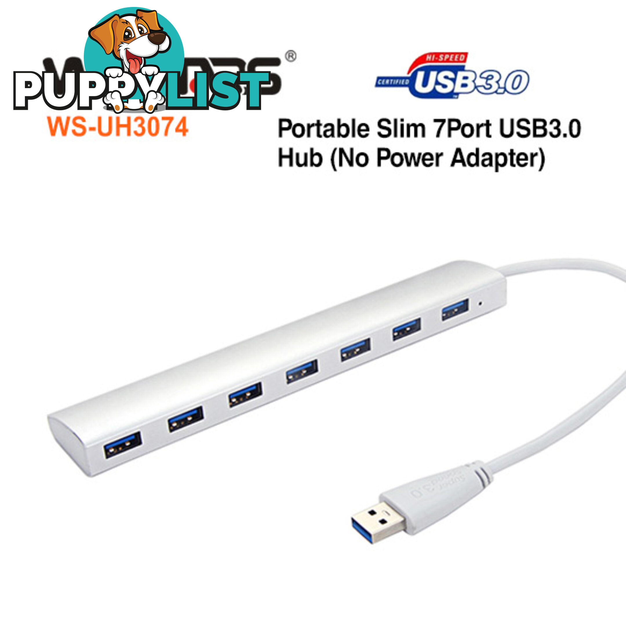 Portable slim 7-Port USB3.0 Hub (No Power)