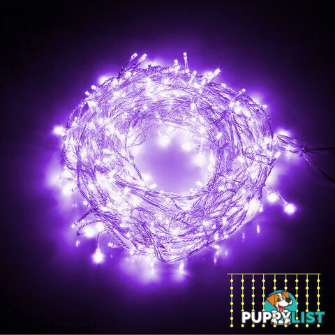 600 LED Christmas Curtain Lights Purple