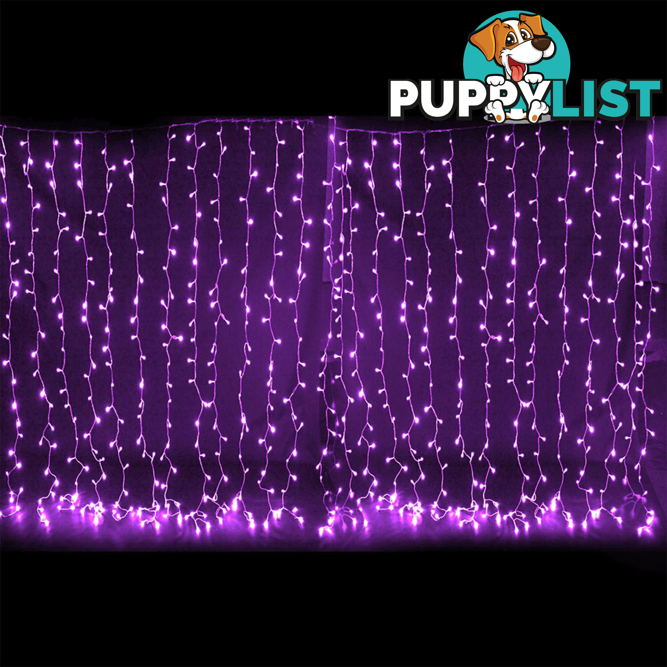 600 LED Christmas Curtain Lights Purple